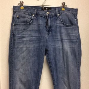 7 for All Mankind Straight Jeans. Light blue wash